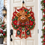 HIGHLAND COW CHRISTMAS JOY | QUILTED DOOR HANGER
