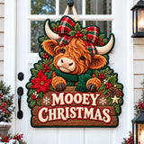HIGHLAND COW CHRISTMAS WONDERLAND | QUILTED DOOR HANGER