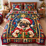 Christmas Pug Wonderlands 3-Piece Quilted Bedding Set GFTONPT1864