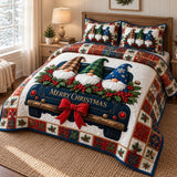Christmas Gnomes Holiday 3-Piece Quilted Bedding Set GFTONPT229