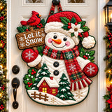 Christmas Snowman Dreams Custom Shape Quilted Door Hanger GFTONPT689