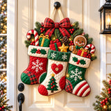 Christmas Sock Cheer Custom Shape Quilted Door Hanger GFTONPT819