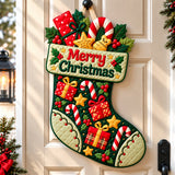 Christmas Sock Dreams Custom Shape Quilted Door Hanger GFTONPT820