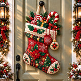 Christmas Sock Joy Custom Shape Quilted Door Hanger GFTONPT821