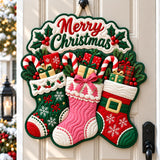 Christmas Sock Wonderland Custom Shape Quilted Door Hanger GFTONPT822