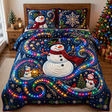 SPARKLY SNOWMAN BEDDING SET | 3-PIECE QUILTED BED SET