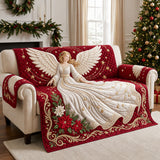 Poinsettia Angel Quilted Sofa Cover GFTOPND2190