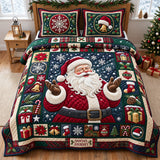 SANTA IN SNOW BEDDING SET | 3-PIECE QUILTED BED SET