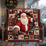 SANTA BREAKING PAPER | HANDMADE QUILTED BLANKET