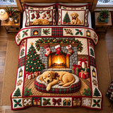 Sleeping Golden Puppy 3-Piece Quilted Bedding Set GFTOPND2990