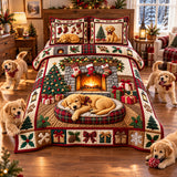 Sleeping Golden Puppy 3-Piece Quilted Bedding Set GFTOPND2990
