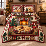 Sleeping Golden Puppy 3-Piece Quilted Bedding Set GFTOPND2990