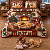 Sleeping Golden Puppy 3-Piece Quilted Bedding Set GFTOPND2990