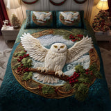SNOWY WINGS BEDDING SET | 3-PIECE QUILTED BED SET