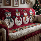 Snowman Row Quilted Sofa Cover GFTOQM303