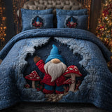 MUSHROOM GNOME BEDDING SET | 3-PIECE QUILTED BED SET
