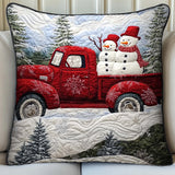 Snowman Red Truck Quilted Pillow Case GFTOQM989