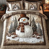 VINTAGE SNOWMAN BEDDING SET | 3-PIECE QUILTED BED SET