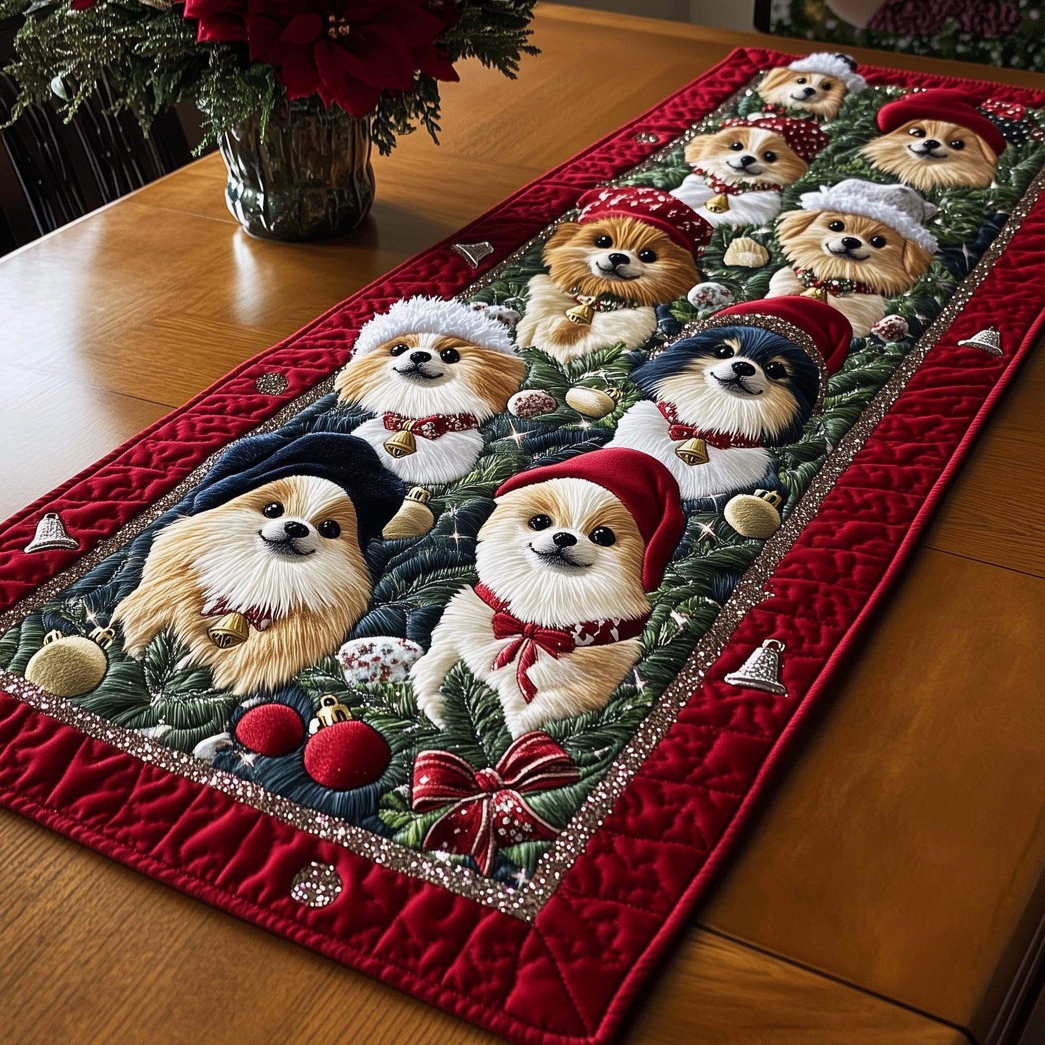 Jolly Pomeranian Quilted Table Runner GFTOTP12801