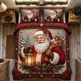 NOSTALGIC SANTA BEDDING SET | 3-PIECE QUILTED BED SET