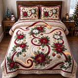 POINSETTIA CHARM BEDDING SET | 3-PIECE QUILTED BED SET