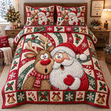 JOLLY SANTA REINDEER BEDDING SET | 3-PIECE QUILTED BED SET