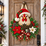 SANTA CHICKEN WREATH | QUILTED DOOR HANGER