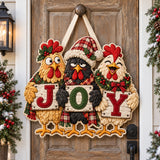 Joyful Hen Trio Custom Shape Quilted Door Hanger GFTOTP21869