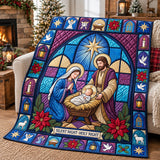 STAINED GLASS NATIVITY | HANDMADE QUILTED BLANKET
