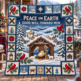 WINTER VILLAGE NATIVITY | HANDMADE QUILTED BLANKET