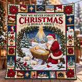 SNOWY KNEELING SANTA | HANDMADE QUILTED BLANKET
