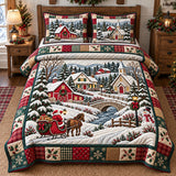 Santa Winter Village 3-Piece Quilted Bedding Set GFTOTP22733