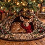 CHRISTMAS ANIMALS WOODLAND DEN | QUILTED CHRISTMAS TREE SKIRT