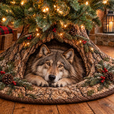 CHRISTMAS ANIMALS WOODLAND DEN | QUILTED CHRISTMAS TREE SKIRT