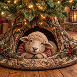 CHRISTMAS ANIMALS WOODLAND DEN | QUILTED CHRISTMAS TREE SKIRT