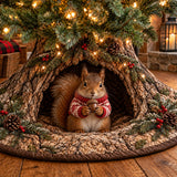CHRISTMAS ANIMALS WOODLAND DEN | QUILTED CHRISTMAS TREE SKIRT