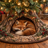 CHRISTMAS ANIMALS WOODLAND DEN | QUILTED CHRISTMAS TREE SKIRT