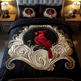 RED CARDINAL BEDDING SET | 3-PIECE QUILTED BED SET