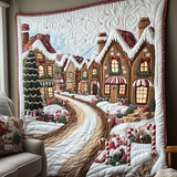 GINGERBREAD CHRISTMAS VILLAGE | HANDMADE QUILTED BLANKET