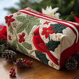 COSMETIC BAG WITH CARDINAL AND HOLLY | HANDCRAFTED QUILTED BAG