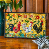 Quilted Placemat - Bright Chicken Meadow