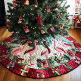 Merry Flamingos Quilted Christmas Tree Skirt