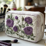 Quilted Cosmetic Bag with Moonlight Flower