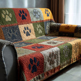 SOFA COVER WITH PAW PRINTS | QUILTED SOFA COVER