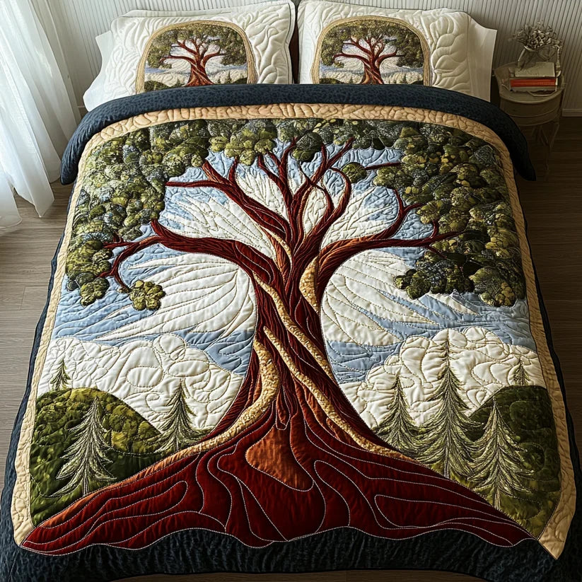 TREE OF LIFE | 3-PIECE QUILTED BED SET