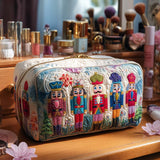 COSMETIC BAG WITH FESTIVE NUTCRACKER | HANDCRAFTED QUILTED BAG