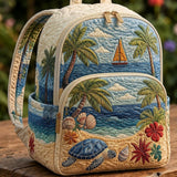 Padded Backpack - Sea Turtle on a Tropical Beach