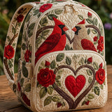 Padded Backpack - Red Birds and Roses