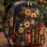 Padded Backpack - Antique Books and Dark Flowers