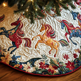 Poinsettia Prance Christmas Quilted Tree Skirt